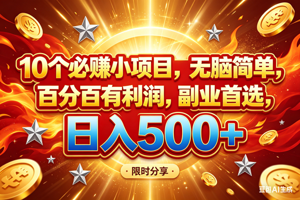 （18092期）10个必赚小项目，百分百赚米，无脑简单，副业首选，日入499+-千城资源网