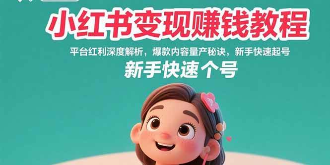 （15559期）小红书变现赚钱教程：平台红利深度解析，爆款内容量产秘诀，新手快速起号-千城资源网