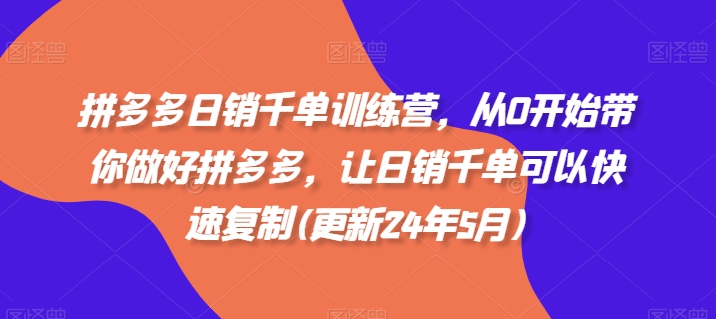 拼多多日销千单训练营，从0开始带你做好拼多多，让日销千单可以快速复制(更新25年8月)-千城资源网