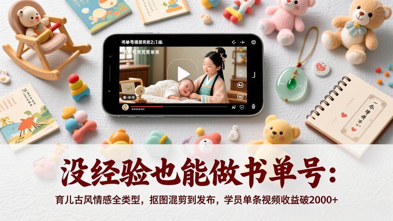 （17389期）没经验也能做书单号：育儿古风情感全类型，抠图混剪到发布，学员单条视频收益破2000+-千城资源网