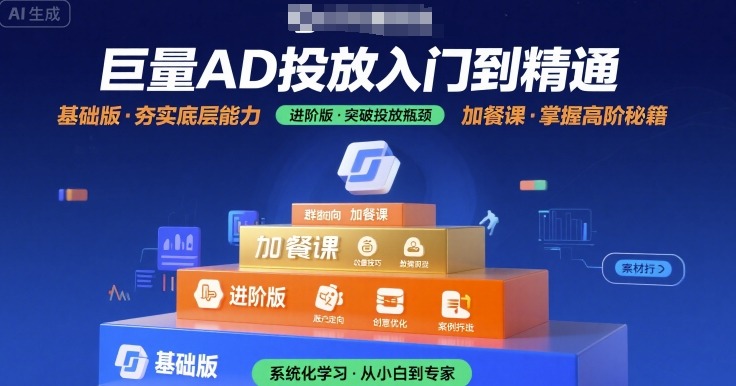 巨量AD投放入门到精通，基础版+进阶版+加餐课-千城资源网