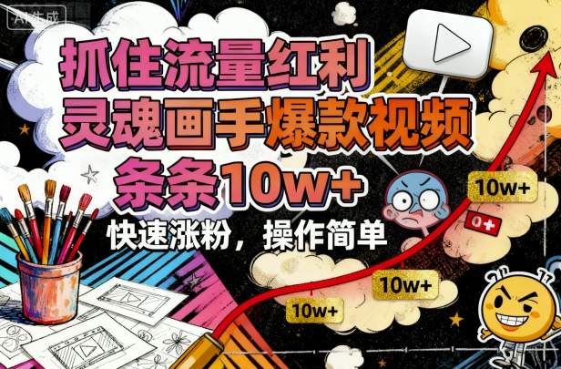 抓住流量红利，灵魂画手爆款视频，条条10w+，快速涨粉，操作简单-千城资源网