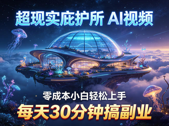 超现实庇护所AI视频项目拆解，零成本小白轻松上手，每天30分钟搞副业-千城资源网