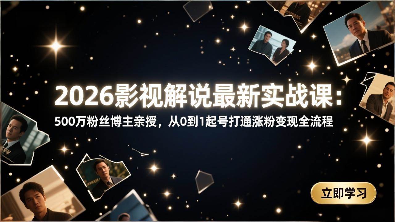 （17530期）2026影视解说最新实战课：500万粉丝博主亲授，从0到1起号打通涨粉变现全流程-千城资源网