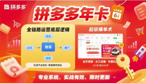 拼多多年卡【8月更新6节】拼多多全链路运营底层逻辑，超级爆单术-千城资源网