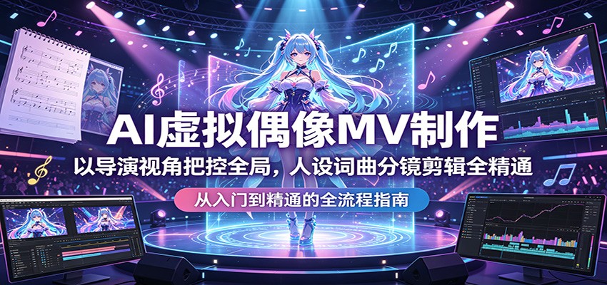 AI虚拟偶像MV制作：以导演视角把控全局，人设词曲分镜剪辑全精通-千城资源网