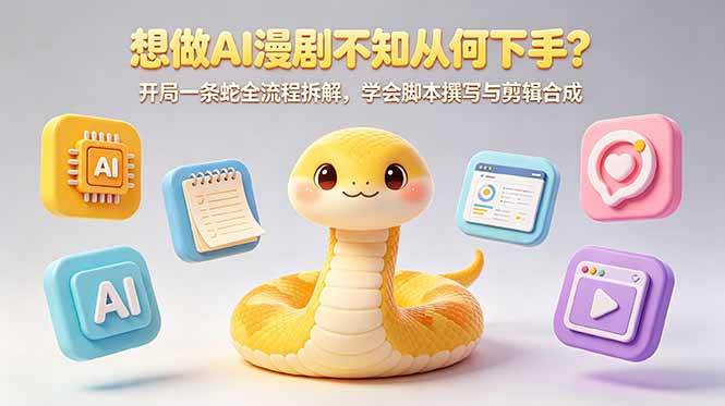 （18550期）想做AI漫剧不知从何下手？开局一条蛇全流程拆解，学会脚本撰写与剪辑合成-千城资源网
