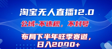 淘宝无人直播12.0，不封号，不违规，布局下半年旺季赛道，日入1k+(独家技术)【揭秘】-千城资源网