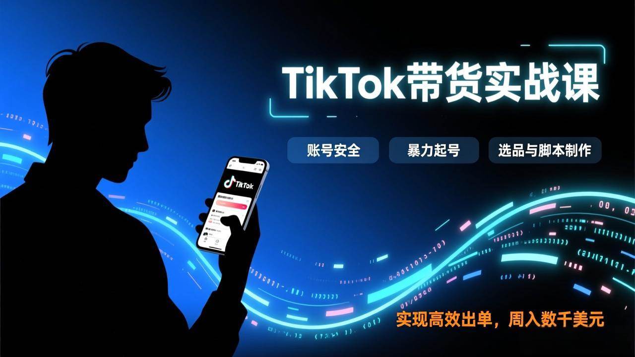 （17278期）TikTok带货实战课，涵盖账号安全、暴力起号、选品与脚本制作，实现高效出单，周入数千美元-千城资源网