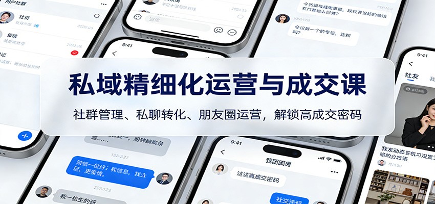 私域精细化运营与成交课：社群管理、私聊转化、朋友圈运营，解锁高成交密码-千城资源网