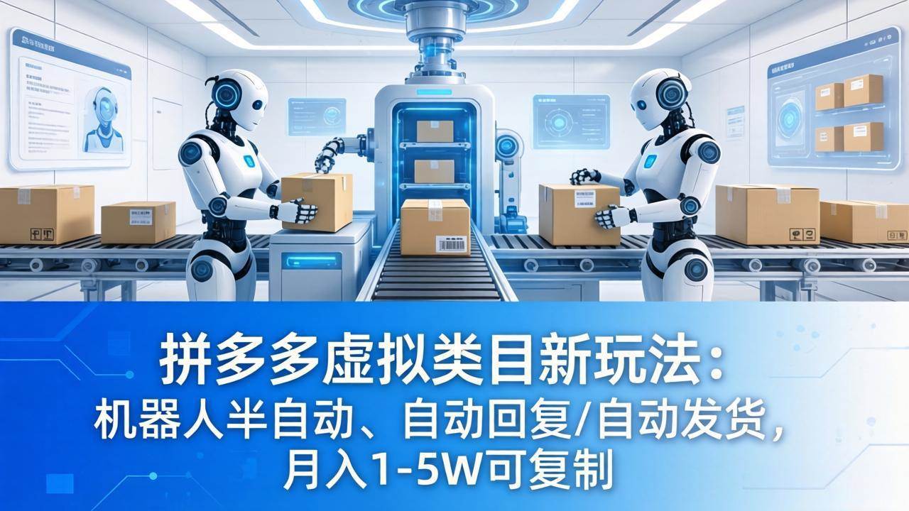 （18038期）拼多多虚拟类目新玩法：机器人半自动、自动回复 /自动发货，月入 1-5W 可复制-千城资源网