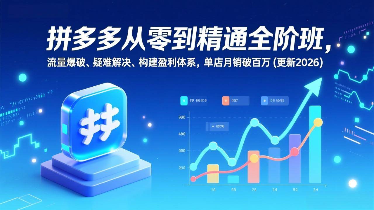 （17148期）拼多多从零到精通全阶班，流量爆破、疑难解决，构建盈利体系，单店月销破百万(更新2026)-千城资源网