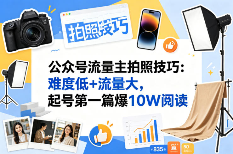 公众号流量主之拍照技巧赛道，难度低+流量大，起号第一篇就爆了10w阅读-千城资源网