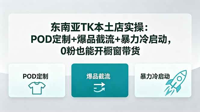 （18488期）东南亚TK本土店实操-5月更新：POD定制+爆品截流+暴力冷启动，0粉也能开橱窗带货-千城资源网