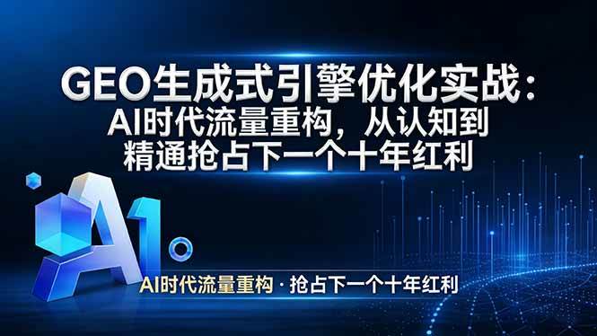 （17708期）GEO 生成式引擎优化实战：AI时代流量重构，从认知到精通抢占下一个十年红利-千城资源网