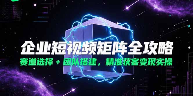 企业短视频矩阵全攻略，赛道选择+团队搭建，精准获客变现实操-千城资源网