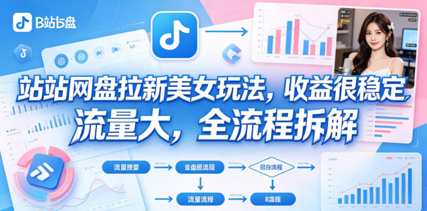 B站网盘拉新美女玩法，收益很稳定，流量大，全流程拆解-千城资源网