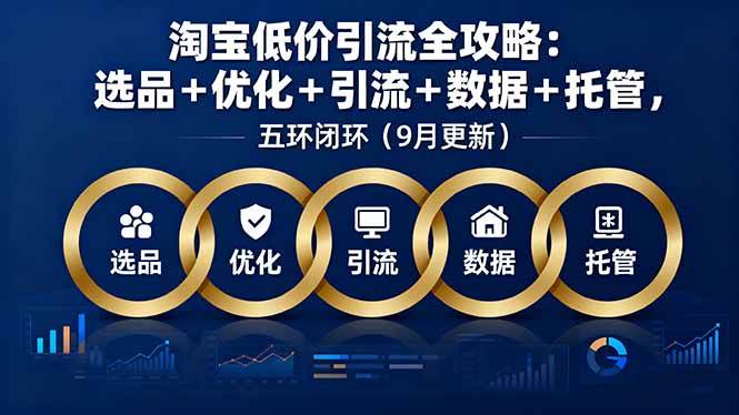 （16009期）淘宝低价引流全攻略：选品＋优化＋引流＋数据＋托管，五环闭环（9月更新）-千城资源网