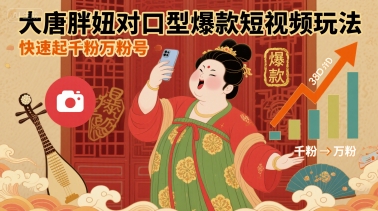 大唐胖妞对口型爆款短视频玩法，快速起千粉万粉号-千城资源网