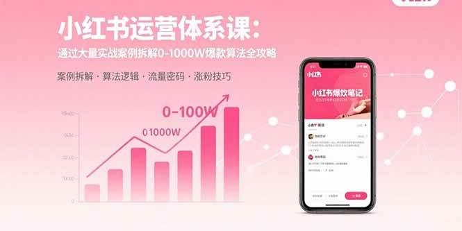 （15792期）小红书运营体系课：通过大量实战案例拆解0-1000W爆款算法全攻略-千城资源网