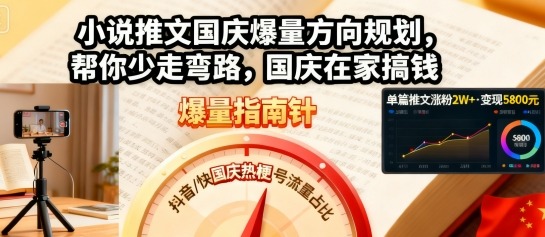 小说推文国庆爆量方向规划，帮你少走弯路，国庆在家搞钱-千城资源网