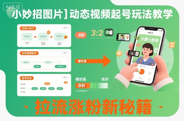 小妙招图片＋动态视频起号玩法教学，拉流涨粉新秘籍-千城资源网