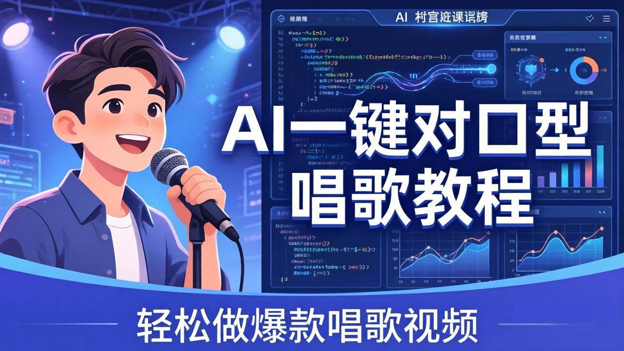 （18118期） AI一键对口型唱歌教程：零基础也能学，素材准备+模型训练+音色转换，轻松做爆款唱歌视频-千城资源网