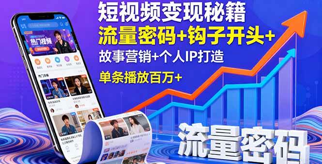 （16079期）短视频变现秘籍，流量密码+钩子开头+故事营销+个人IP打造，单条播放百万+-千城资源网