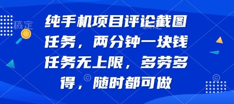 纯手机项目评论截图任务，两分钟一块钱 任务无上限多劳多得，随时随地都能做【揭秘】-千城资源网