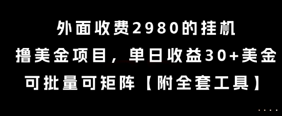 外面收费2980的挂G撸美金项目，单日收益30+美金，可批量可矩阵【揭秘】-千城资源网