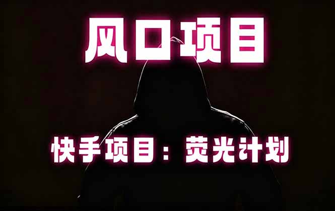快手风口项目，荧光计划托管，长期稳定，适合批量做-千城资源网