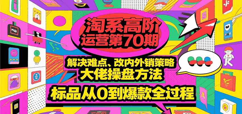 淘系高阶运营第70期，解决难点、改内外销策略，大佬操盘方法，标品从0到爆款全过程-千城资源网