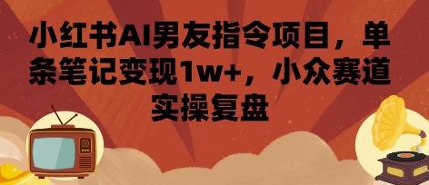小红书AI男友指令项目，单条笔记变现1w+，小众赛道实操复盘-千城资源网