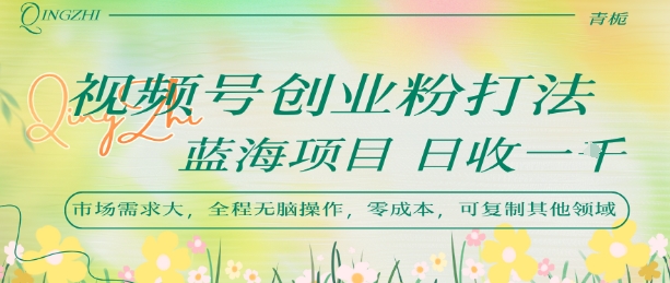 视频号创业粉打法，日入1k，蓝海项目，市场需求大，全程无脑操作，可复制-千城资源网