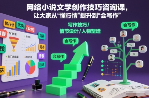 网络小说文学创作技巧咨询课，让大家从“懂行情”提升到”会写作”的高度-千城资源网