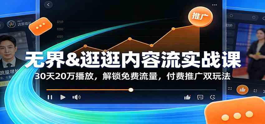 无界&逛逛内容流实战课：30天20万播放，解锁免费流量，付费推广双玩法-千城资源网