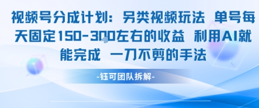 视频号分成另类视频玩法单号每天固定150左右的收益利用AI就能完成一刀不剪的手法-千城资源网