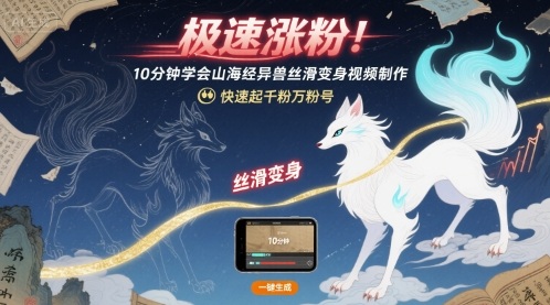极速涨粉！10分钟学会山海经异兽丝滑变身视频制作，快速起千粉万粉号-千城资源网