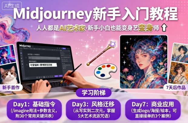 midjourney新手入门教程：人人都是AI艺术家，新手小白也能变身艺术大师-千城资源网