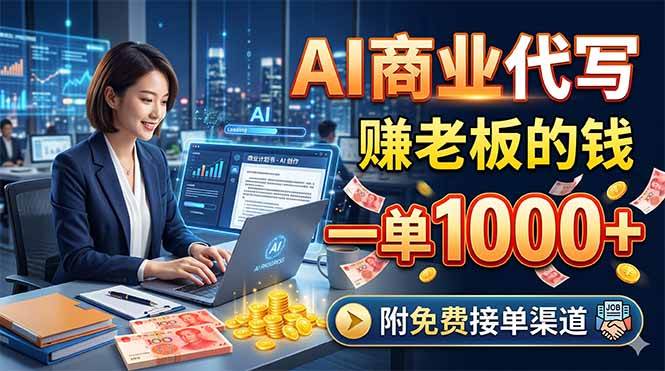 （18444期）AI商业代写，赚老板的钱，一单1000+，附免费接单渠道-千城资源网