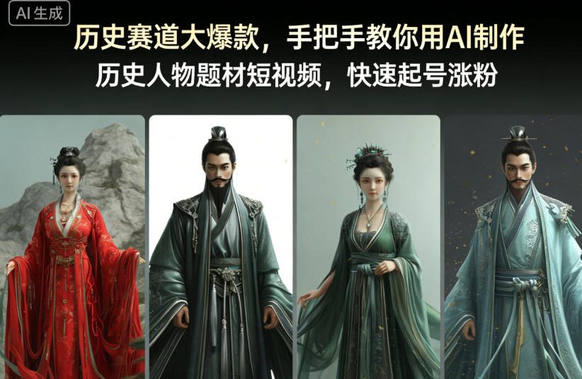 历史赛道大爆款，手把手教你用AI制作历史人物题材短视频，快速起号涨粉-千城资源网