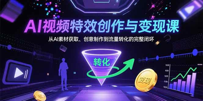 （15587期）AI视频特效创作与变现课：从AI素材获取、创意制作到流量转化的完整闭环-千城资源网
