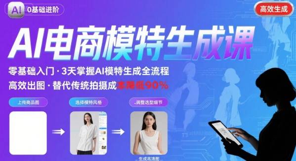 AI模特进阶课程，0基础高效生成逼真电商模特图-千城资源网