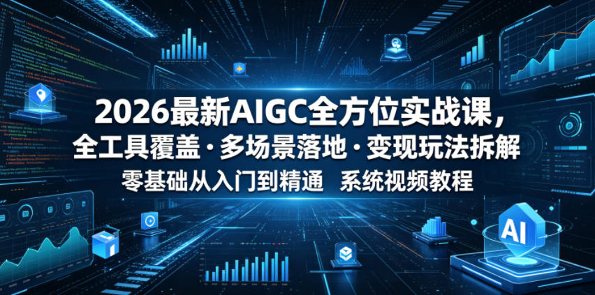 2026最新AIGC全方位实战课，全工具覆盖・多场景落地・变现玩法拆解，零基础从入门到精通系统视频教程-千城资源网