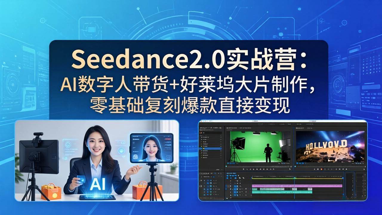 （18238期）Seedance2.0实战营：AI数字人带货+好莱坞大片制作，零基础复刻爆款直接变现-千城资源网