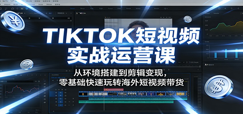 TIKTOK短视频实战运营课：从环境搭建到剪辑变现，零基础快速玩转海外短视频带货-千城资源网