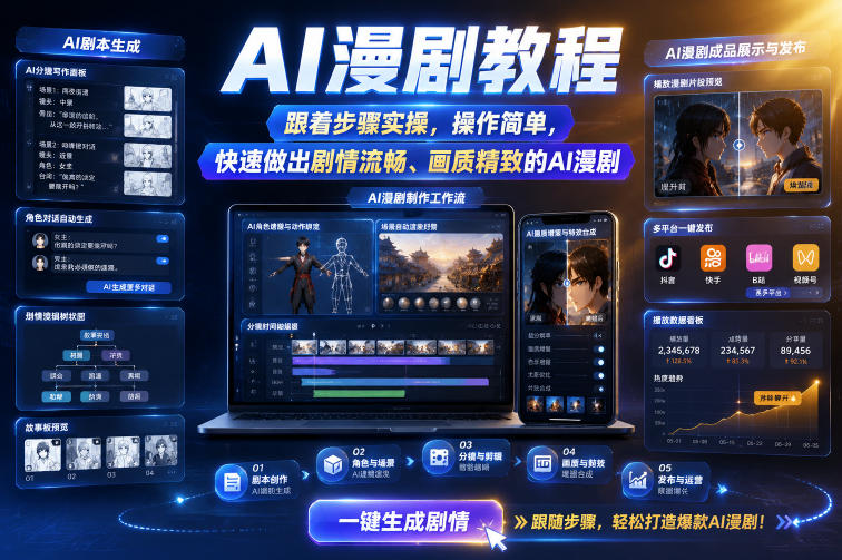 AI漫剧教程，跟着步骤实操，操作简单，快速做出剧情流畅、画质精致的AI漫剧-千城资源网