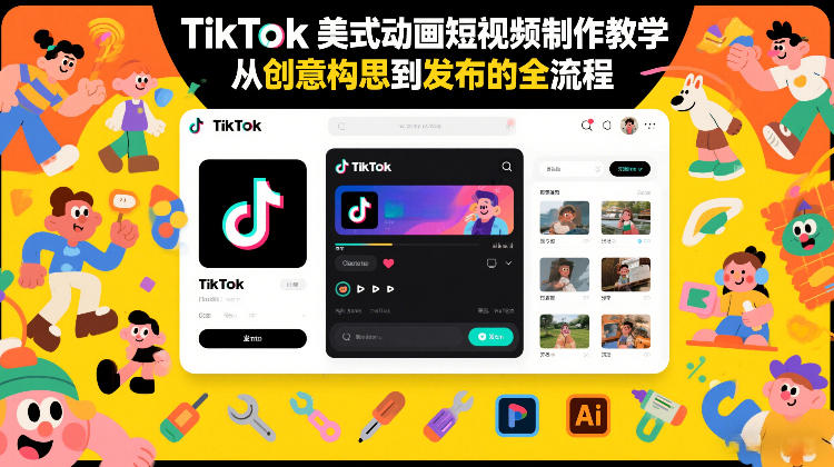 TikTok美式动画短视频制作教学，从创意构思到发布的全流程-千城资源网