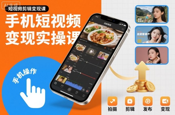 手机短视频变现实操课，短视频剪辑变现课-千城资源网