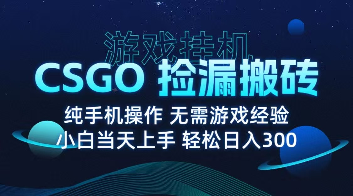 9月最新游戏搬砖，CSGO纯挂机，不需要玩游戏，实现真挂机，月入1W+-千城资源网